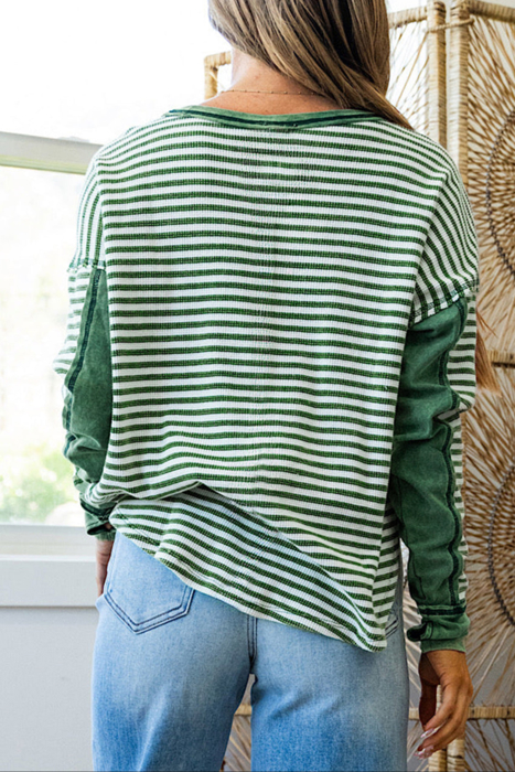 HIDDEN GEMS | Stripe Patchwork Long Sleeve Top