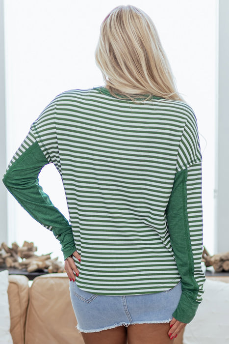 HIDDEN GEMS | Stripe Patchwork Long Sleeve Top