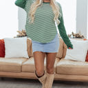  HIDDEN GEMS | Stripe Patchwork Long Sleeve Top