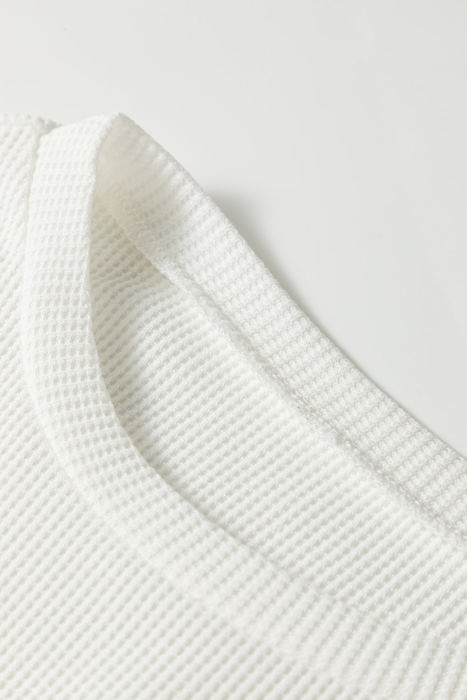 HIDDEN GEMS | Solid Waffle Knit Long Sleeve Top