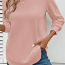  HIDDEN GEMS | Solid Waffle Knit Long Sleeve Top