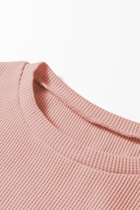 HIDDEN GEMS | Solid Waffle Knit Long Sleeve Top