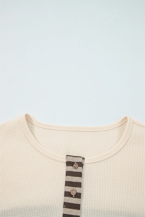 HIDDEN GEMS | Plaid Patchwork Waffle Knit Top