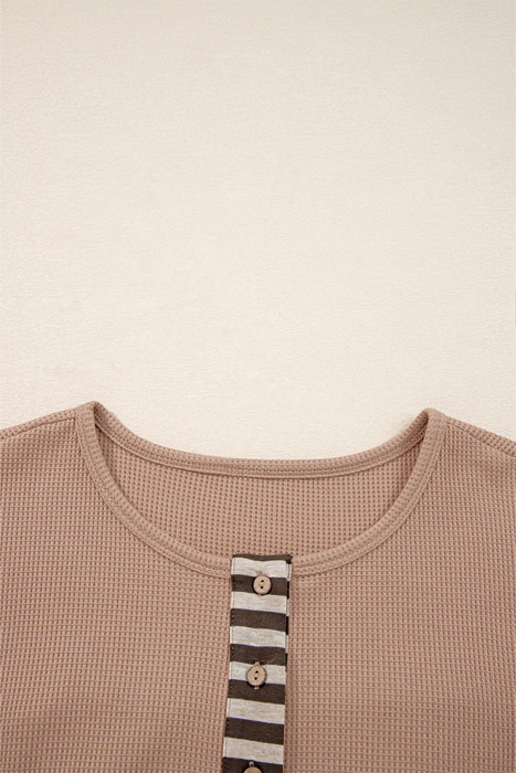 HIDDEN GEMS | Plaid Patchwork Waffle Knit Top