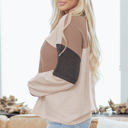  HIDDEN GEMS | Colorblock Waffle Knit Henley Top