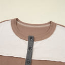  HIDDEN GEMS | Colorblock Waffle Knit Henley Top