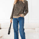  HIDDEN GEMS | Leopard Textured Long Sleeve Top