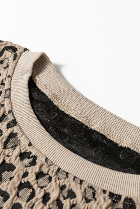 HIDDEN GEMS | Leopard Textured Long Sleeve Top