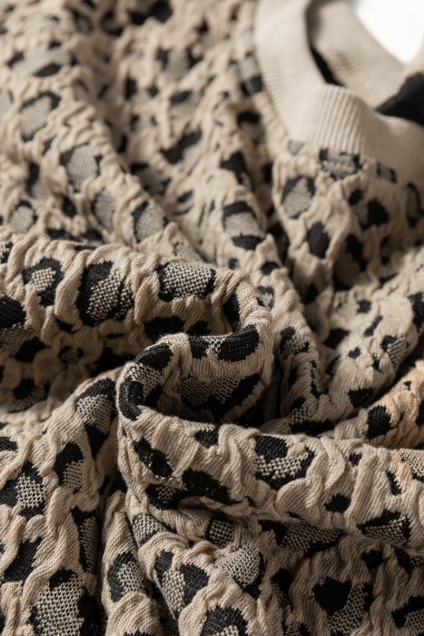 HIDDEN GEMS | Leopard Textured Long Sleeve Top