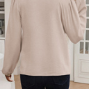  HIDDEN GEMS | Contrast Trim Scallop V-Neck Long Sleeve Blouse