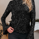  HIDDEN GEMS | Solid Sequin Backless Bell Sleeve Top