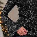  HIDDEN GEMS | Solid Sequin Backless Bell Sleeve Top