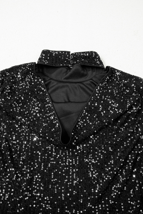 HIDDEN GEMS | Solid Sequin Backless Bell Sleeve Top