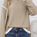  HIDDEN GEMS | Contrast Trim Drop Shoulder Top