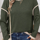  HIDDEN GEMS | Contrast Trim Drop Shoulder Top