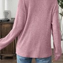  HIDDEN GEMS | Solid Ribbed Knit Drop Shoulder Henley Top