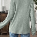  HIDDEN GEMS | Solid Ribbed Knit Drop Shoulder Henley Top