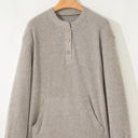  HIDDEN GEMS | Solid Ribbed Knit Drop Shoulder Henley Top