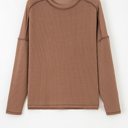  HIDDEN GEMS | Solid Corded Knit Long Sleeve Top