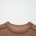  HIDDEN GEMS | Solid Corded Knit Long Sleeve Top