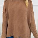 Dark Khaki Small HIDDEN GEMS | Solid Corded Knit Long Sleeve Top