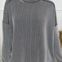  HIDDEN GEMS | Solid Corded Knit Long Sleeve Top
