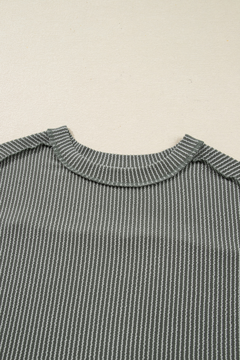 HIDDEN GEMS | Solid Corded Knit Long Sleeve Top