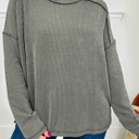  HIDDEN GEMS | Solid Corded Knit Long Sleeve Top