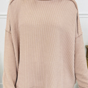  HIDDEN GEMS | Solid Corded Knit Long Sleeve Top