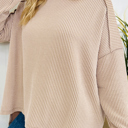  HIDDEN GEMS | Solid Corded Knit Long Sleeve Top