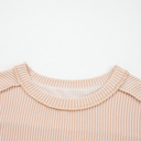  HIDDEN GEMS | Solid Corded Knit Long Sleeve Top