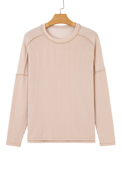 HIDDEN GEMS | Solid Corded Knit Long Sleeve Top