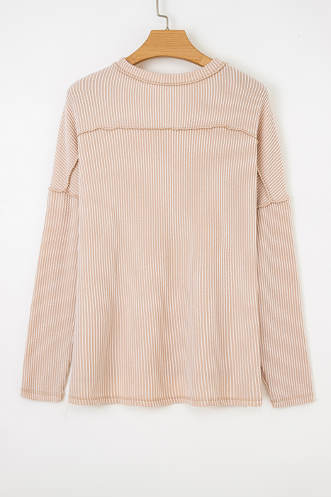 HIDDEN GEMS | Solid Corded Knit Long Sleeve Top