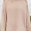 Parchment Small HIDDEN GEMS | Solid Corded Knit Long Sleeve Top