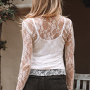  HIDDEN GEMS | Sheer Lace Mesh Mock Neck Top