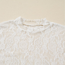  HIDDEN GEMS | Sheer Lace Mesh Mock Neck Top