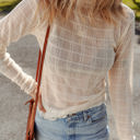  HIDDEN GEMS | Sheer Plaid Mesh Long Sleeve Top