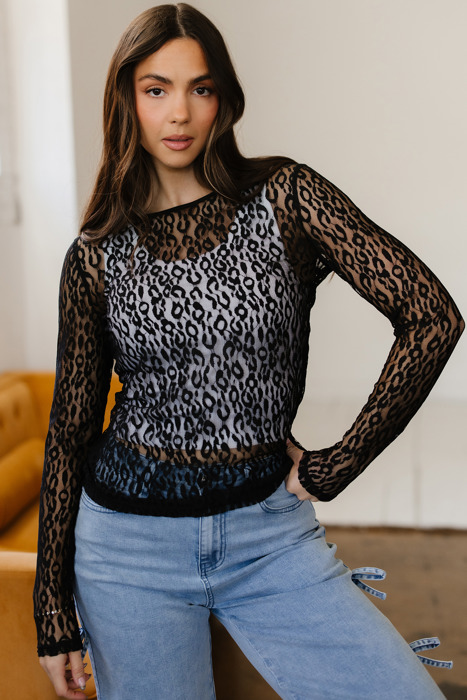 Wildly Cute Leopard Lace Top