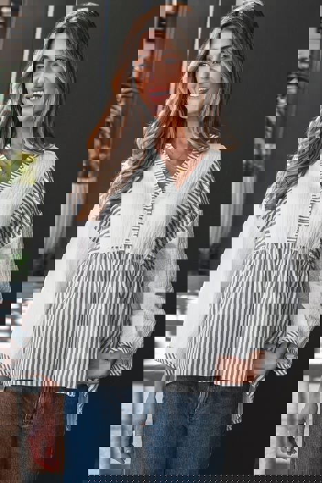 Sail Away Stripe Gauze Blouse