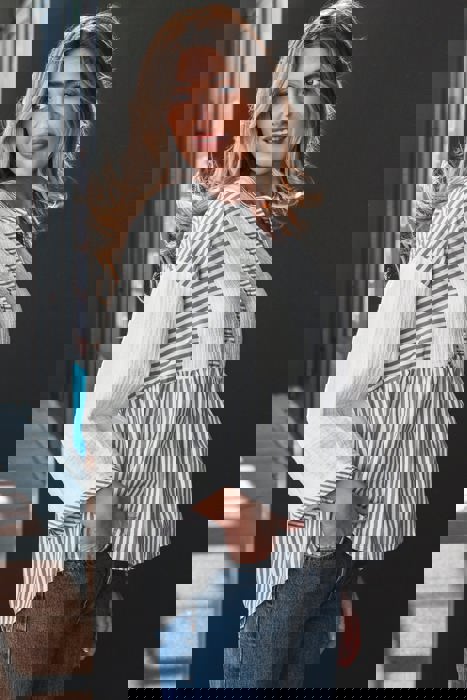 Sail Away Stripe Gauze Blouse