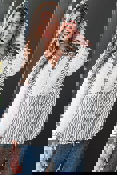 Sail Away Stripe Gauze Blouse