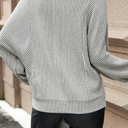  HIDDEN GEMS | Ribbed Knit Round Neck Lantern Sleeve Top
