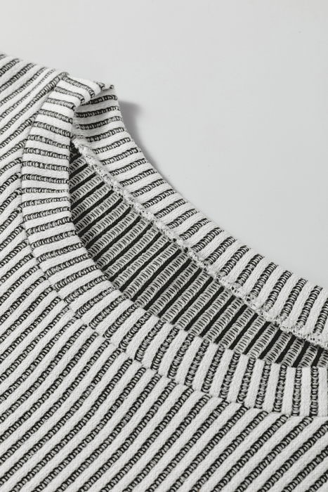 HIDDEN GEMS | Ribbed Knit Round Neck Lantern Sleeve Top