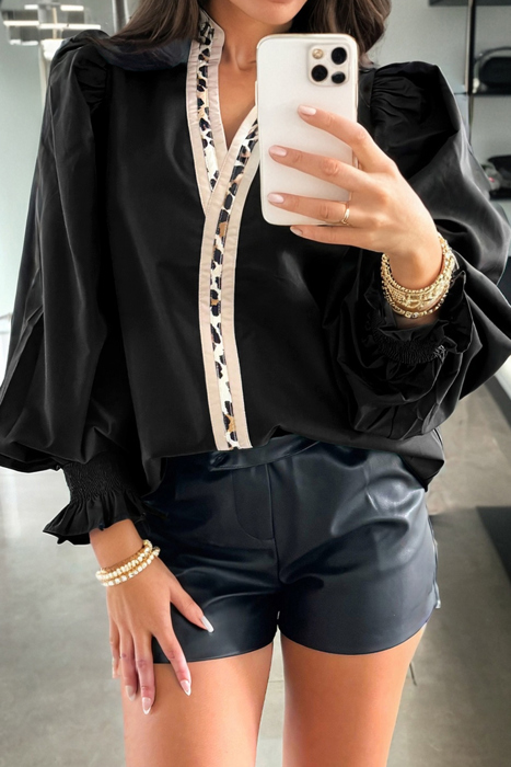 Sweet Intentions Leopard Trim BLouse