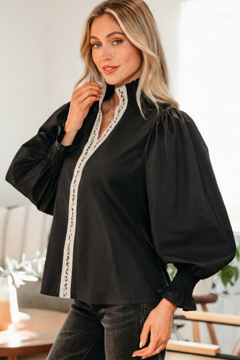 Sweet Intentions Leopard Trim Blouse