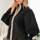  Sweet Intentions Leopard Trim Blouse