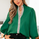  Sweet Intentions Leopard Trim BLouse