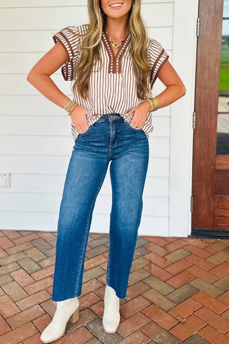 Day Date Stripe Ruffle Top