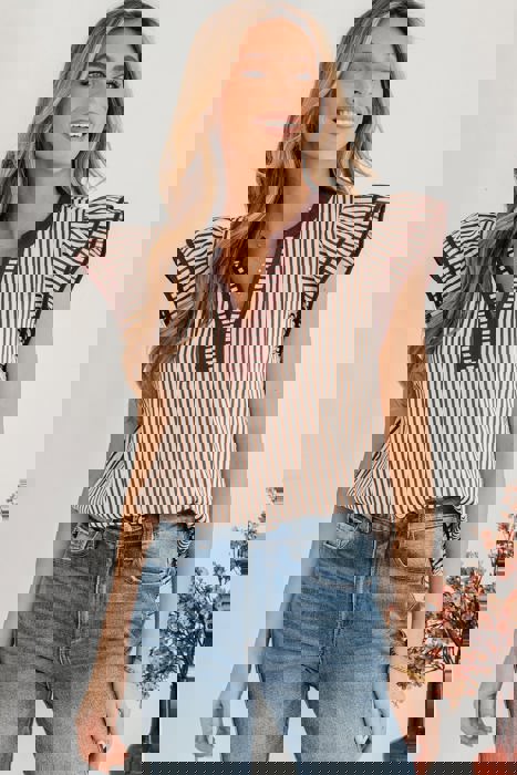 Day Date Stripe Ruffle Top