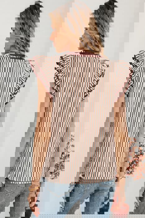 Day Date Stripe Ruffle Top
